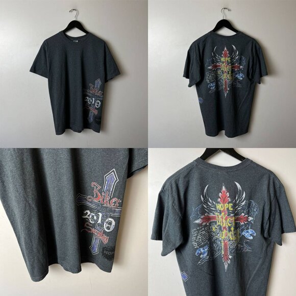 2010 Hope Biker Sunday T Shirt Medium M Gray Graphic Tee Vintage Y2K - Picture 12 of 16